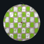 Retro Green and White Starbursts Dartboard<br><div class="desc">This Retro Green and White Starbursts Dartboard is so adorably space age you won’t be able to contain your enthusiasm. And, why would you want to? This 1960’s mid century modern inspired design features a dark heather grey background and rows of perfectly imperfect rectangles in cheery green, white, and dove...</div>