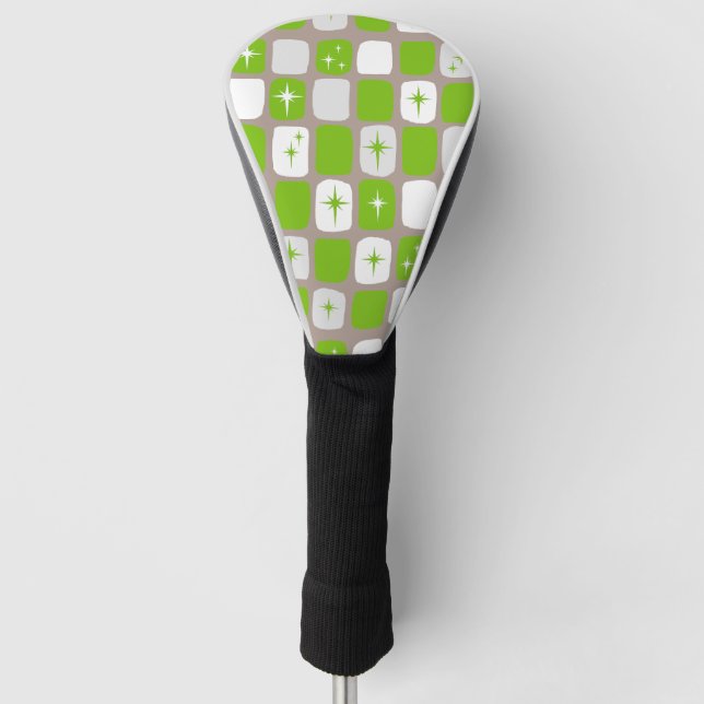 Retro Green and White Starbursts Driver Cover (Front)