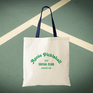 Retro Green Après Pickle Ball Social Club Tote Bag