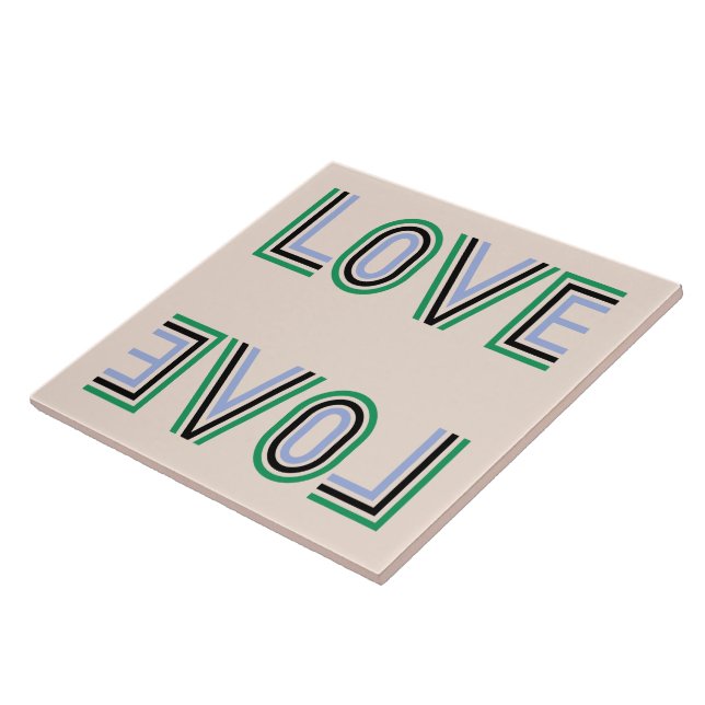 Retro Green Black Blue Beige Tennis Score Love Tile (Side)