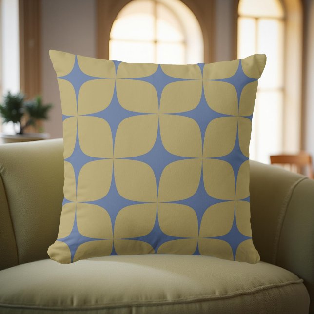 Retro Green & Blue Mid Century Modern Geometric Cushion (Creator Uploaded)