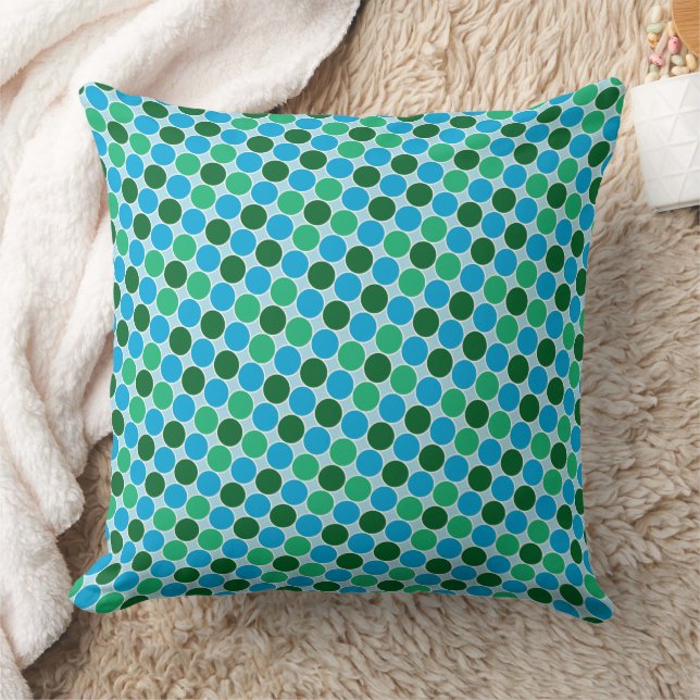 Retro Green Blue Turquoise Dots Geometric Pattern Cushion (Blanket)