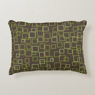 Retro Green Brown Pattern Pillow 