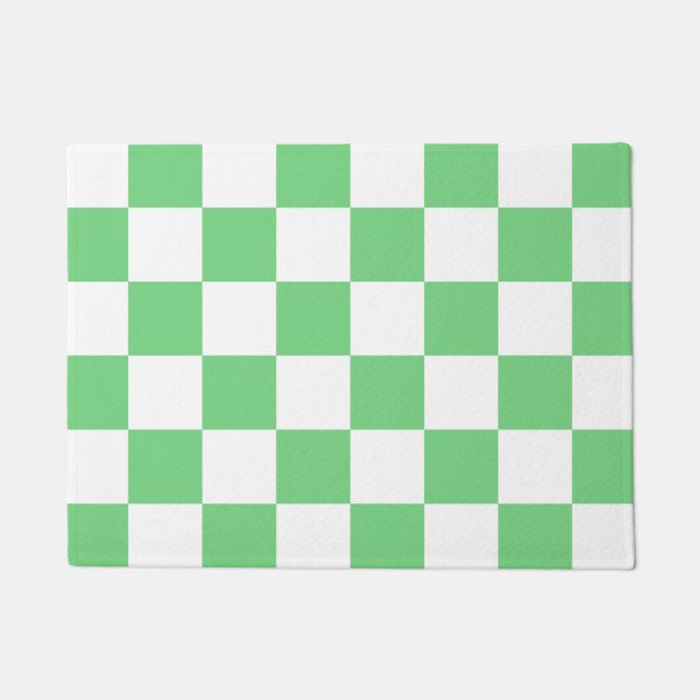 Retro Green Chessboard Chequerboard Tile Y2K  Doormat (Front)