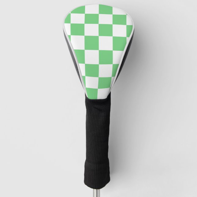 Retro Green Chessboard Chequerboard Tile Y2K  Golf Head Cover (Front)