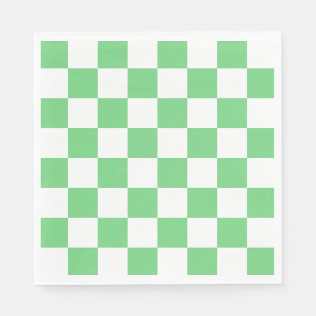Retro Green Chessboard Chequerboard Tile Y2K  Napkin (Front)