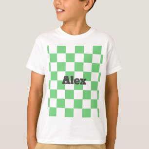 Retro Green Chessboard Chequerboard Tile Y2K  T-Shirt