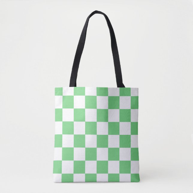 Retro Green Chessboard Chequerboard Tile Y2K  Tote Bag (Front)