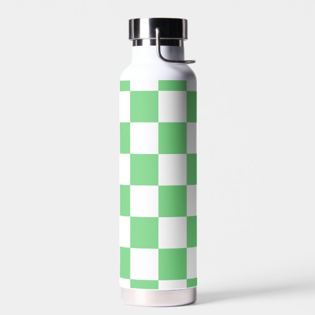 Retro Green Chessboard Chequerboard Tile Y2K  Water Bottle (Left)