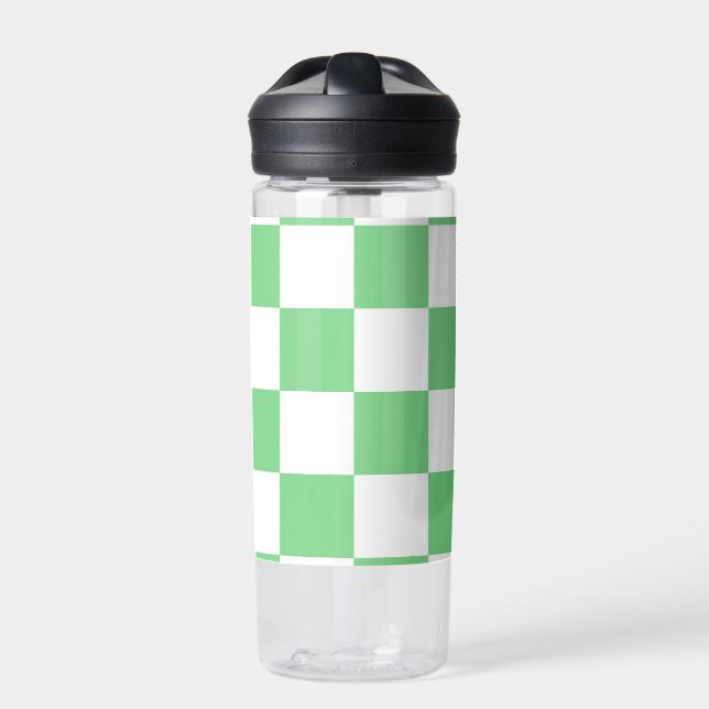 Retro Green Chessboard Chequerboard Tile Y2K  Water Bottle (Front)
