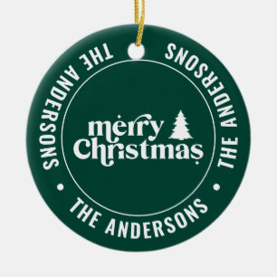 Retro Green Christmas Modern Minimal Unique Ceramic Tree Decoration