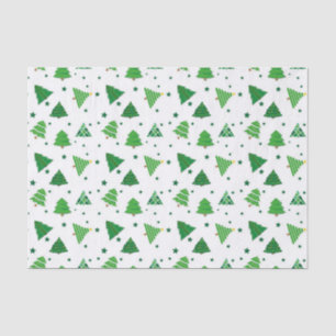 Retro Green Christmas Trees Tissue Paper