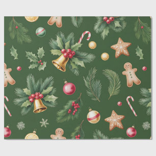 Retro Green Christmas Wrapping Pape Paper