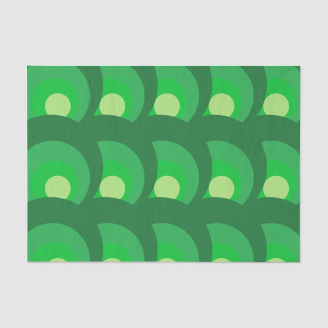 Retro Green Circles Pattern Tissue Paper (Front)