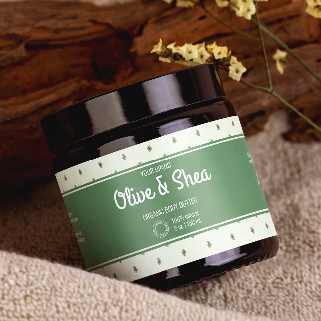 Retro Green Cosmetics Jar Wrap-Around Label (Creator Uploaded)