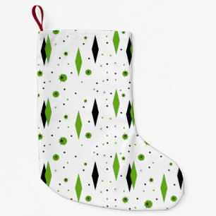 Retro Green Diamond & Starburst Christmas Stocking