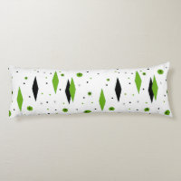 Retro Green Diamonds & Starbursts Body Pillow