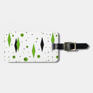 Retro Green Diamonds & Starbursts Luggage Tag