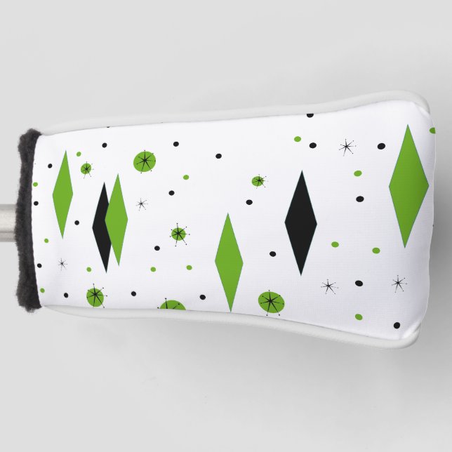 Retro Green Diamonds & Starbursts Putter Cover (Front)