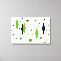 Retro Green Diamonds & Starbursts Stretched Canvas