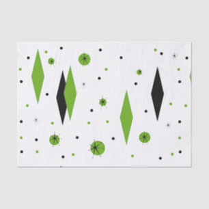 Retro Green Diamonds & Starbursts Tissue Paper