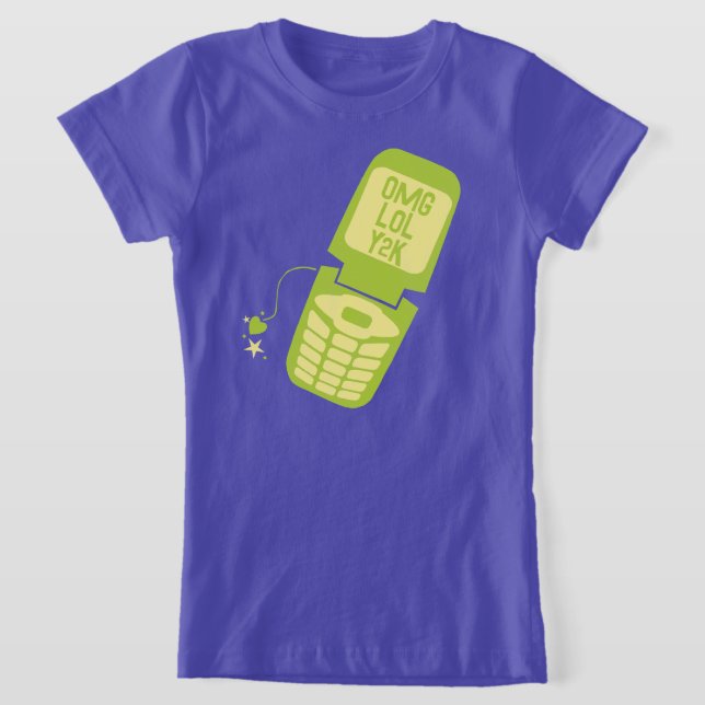 Retro Green Flip Phone T-Shirt (Laydown)