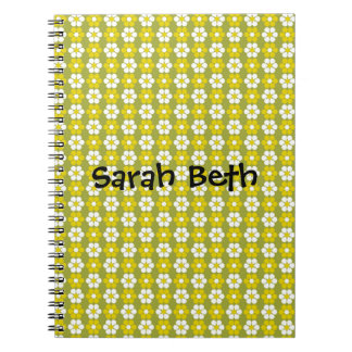 Retro Green Flower Pattern Personalised Notebook