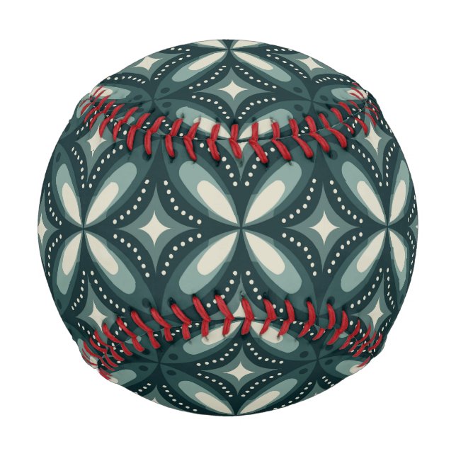 Retro Green Geometric Pattern Baseball (Front)
