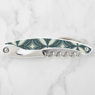 Retro Green Geometric Pattern Corkscrew