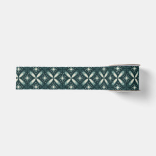 Retro Green Geometric Pattern Grosgrain Ribbon
