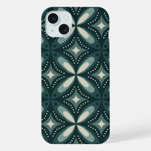 Retro Green Geometric Pattern iPhone 15 Plus Case
