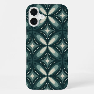 Retro Green Geometric Pattern iPhone 16 Plus Case