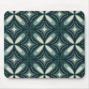 Retro Green Geometric Pattern Mouse Pad