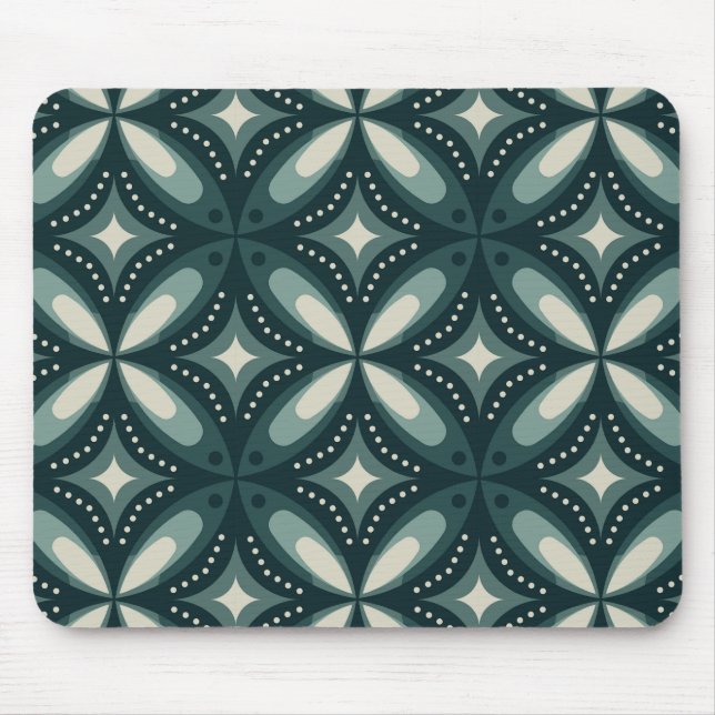 Retro Green Geometric Pattern Mouse Pad (Front)