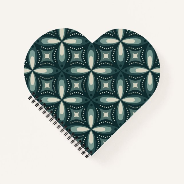 Retro Green Geometric Pattern Notebook (Front)