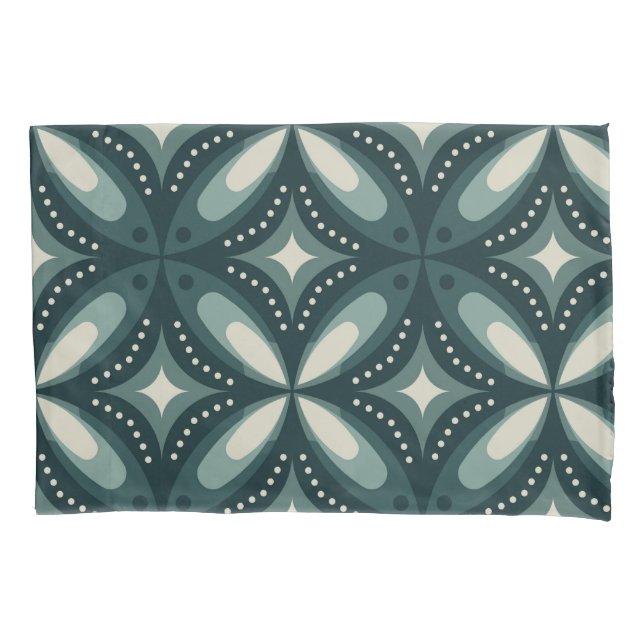 Retro Green Geometric Pattern Pillowcase (Front-Left)