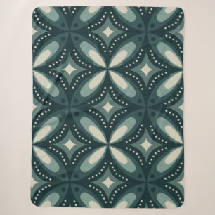 Retro Green Geometric Pattern Sherpa Blanket