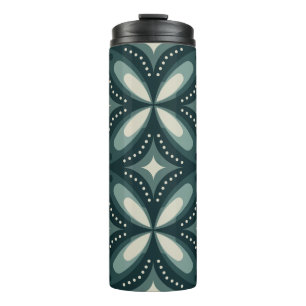 Retro Green Geometric Pattern Thermal Tumbler