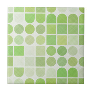 Retro Green Geometric Pattern Tile