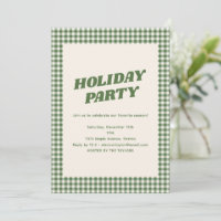 Retro Green Gingham Plaid Custom Holiday Party