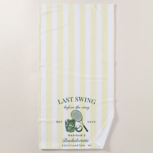 Retro Green Last Swing Before The Ring Tennis Bach Beach Towel