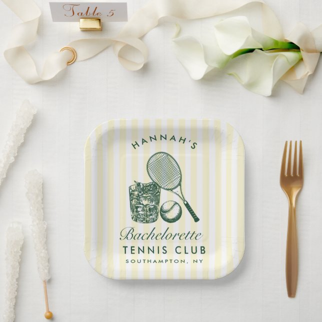 Retro Green Last Swing Before The Ring Tennis Bach Paper Plate (Wedding)