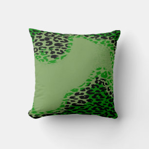 Retro Green Leopard Print and Modern Design Cushion