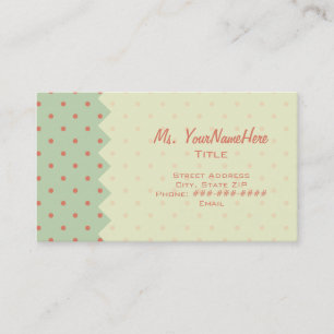 Retro Green & Melon Polka Dot Business Card