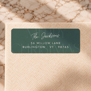 Retro Green Merry Christmas Return Address