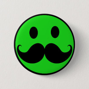Retro Green Moustache Moustache Stache 6 Cm Round Badge