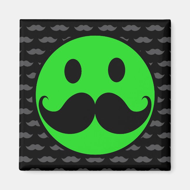 Retro Green Moustache Moustache Stache Magnet (Front)