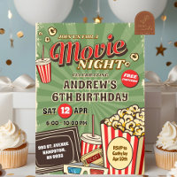 Retro Green Movie Night Outdoor Birthday