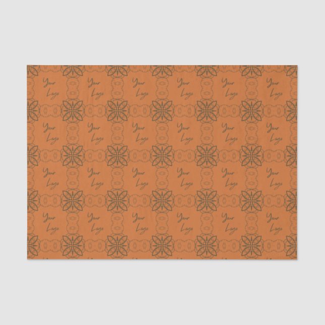 Retro Green Orange Pattern Custom Business Logo  Tissue Paper (Front)