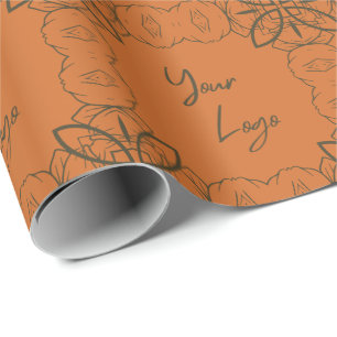 Retro Green Orange Pattern Custom Business Logo Wrapping Paper